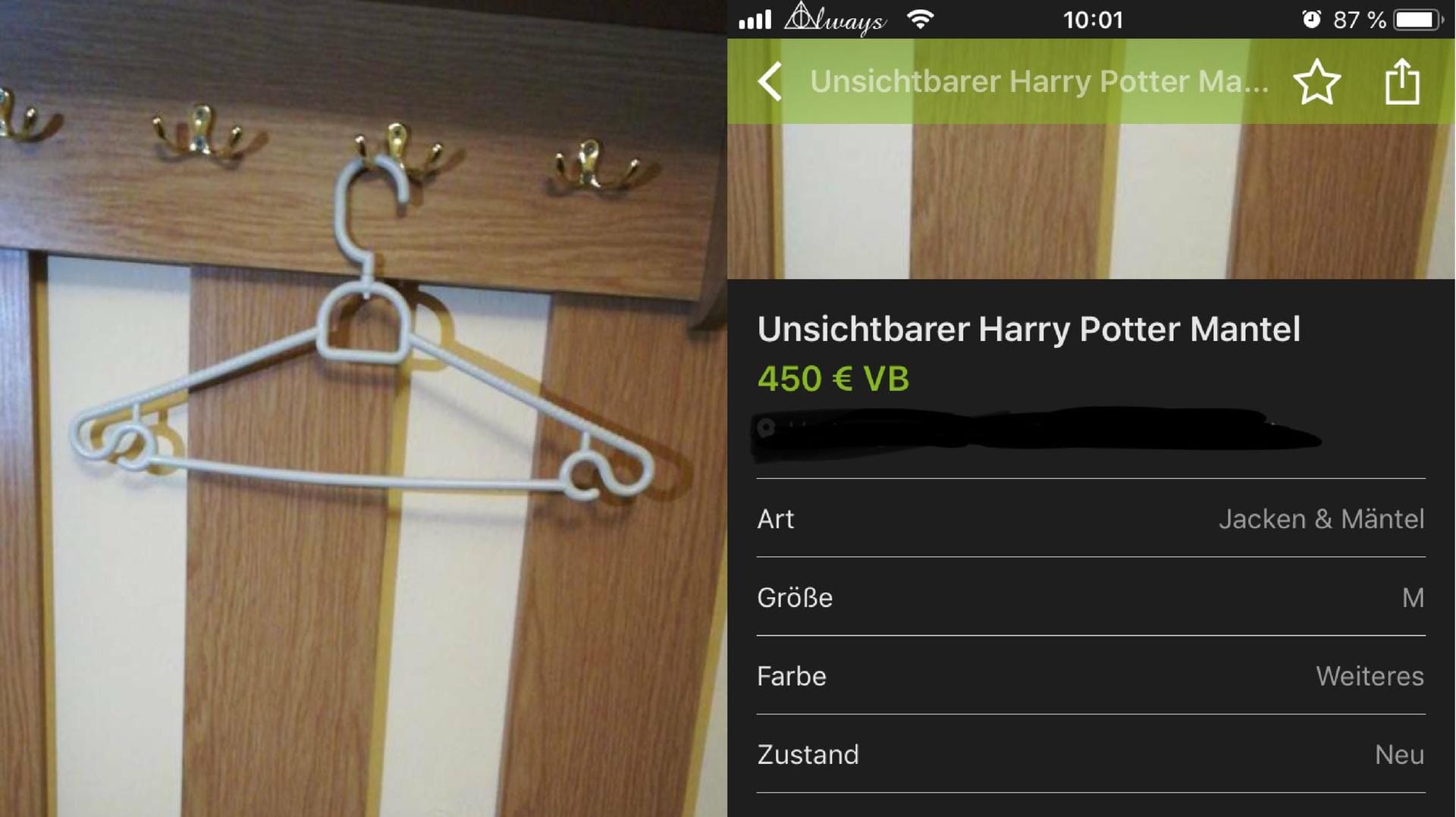 Unsichtbarer Umhang von Harry Potter