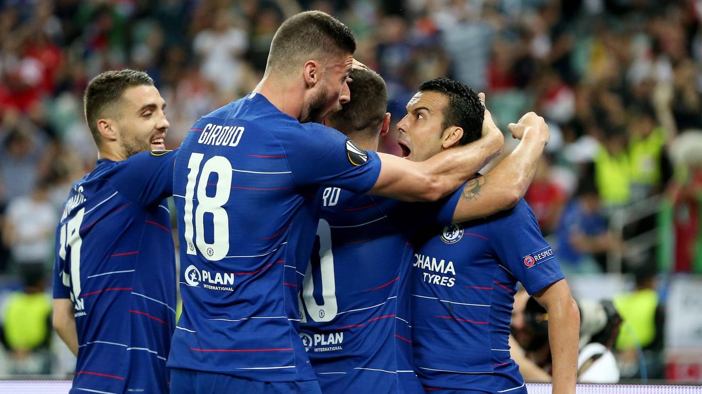 Erfolgstruppe: Der FC Chelsea feiert den Europa-League-Titel in Baku.
