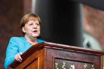 Bundeskanzlerin Angela Merkel während ihrer Rede an der Harvard Universität.