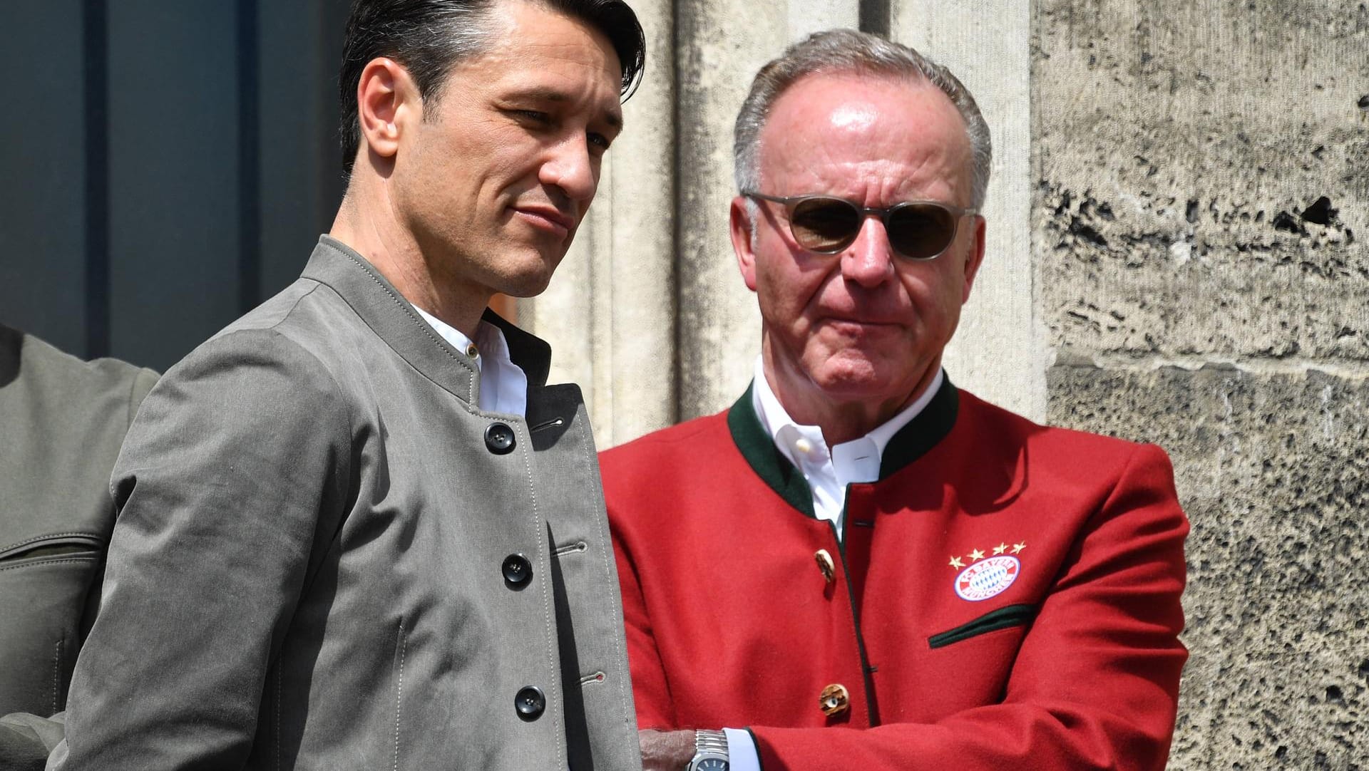 Gemeinsam bei Bayerns Meisterfeier auf dem Münchner Rathausbalkon: Niko Kovac (l.) und Karl-Heinz Rummenigge.