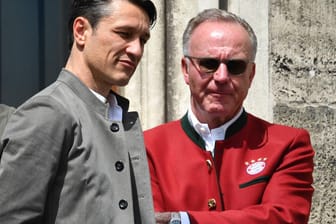 Gemeinsam bei Bayerns Meisterfeier auf dem Münchner Rathausbalkon: Niko Kovac (l.) und Karl-Heinz Rummenigge.