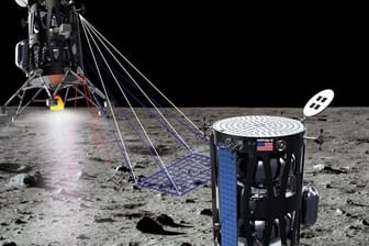 Das von der US-Raumfahrtbehörde Nasa veröffentlichte computergenerierte Bild zeigt einen unbemannten Lander des privaten Unternehmens Intuitive Machines aus Houston auf der Mondoberfläche.