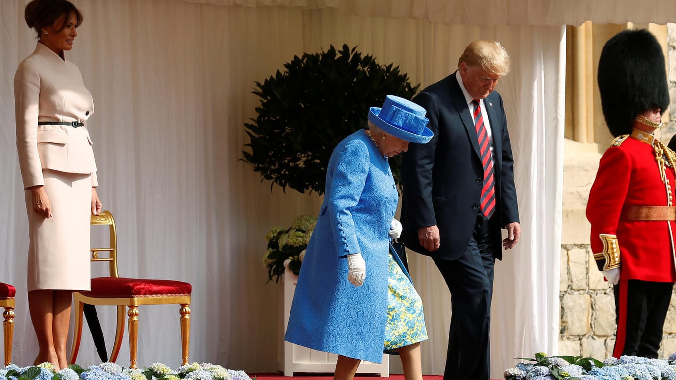 First Lady Melania und Donald Trump beim letzten Besuch bei der Queen 2018.