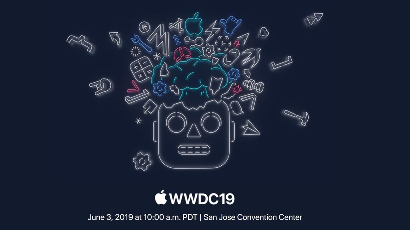 Titelgrafik zur Apple-Konferenz WWDC 2019: Am Montagabend startet die Entwicklerkonferenz in San Jose.