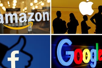 Die Collage zeigt die Logos von Amazon, Apple, Facebook und Google: Der US-Kongress möchte die Marktmacht der Internetkonzerne untersuchen.