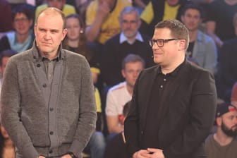 Wolfsburg-Manager Jörg Schmadtke (links) und Max Eberl von Borussia Mönchengladbach.