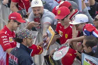 Volksnah: Sebastian Vettel (l) und Lewis Hamilton (2.