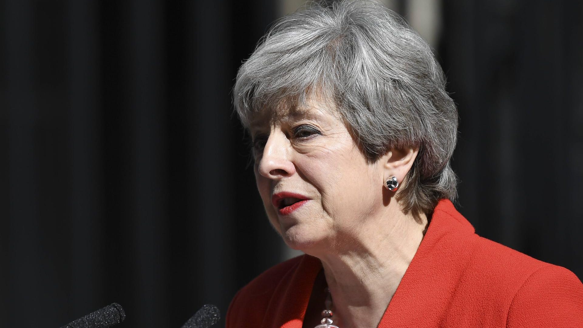 Theresa May bei ihrer Rücktrittsankündigung Ende Mai in London.