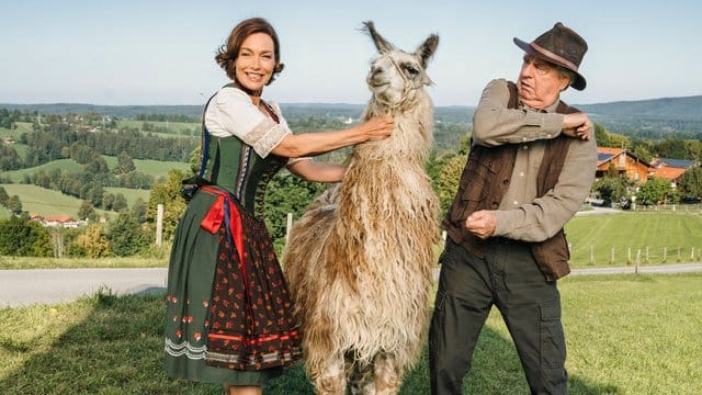 Pensionswirtin Sophie (Aglaia Szyszkowitz) und ihr Dauergast Barthl (Friedrich von Thun) mit Lama Helga: Der Heimatfilm "Zimmer mit Stall - Tierisch gute Ferien" hat am Freitagabend das Quotenrennen gemacht.