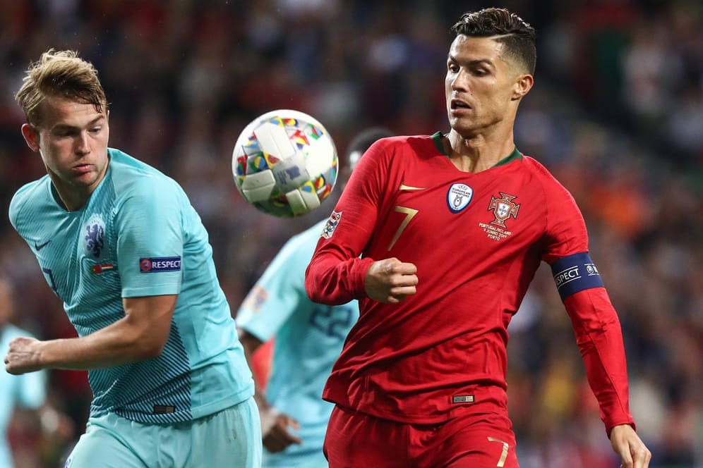 Cristiano Ronaldo ist vor Matthijs de Ligt am Ball – ausnahmsweise. Das Top-Talent der Niederlande konnte den Superstar nachhaltig beeindrucken.