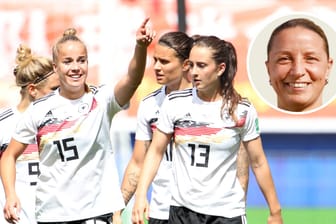 Die DFB-Frauen um Torschützin Giulia Gwinn (Nummer 15) jubeln: Der Auftakt gegen China ist gelungen.
