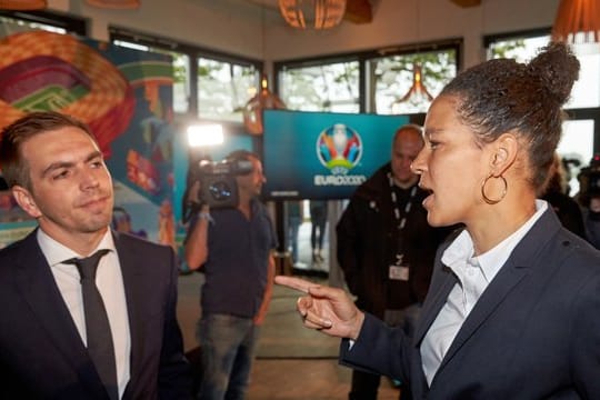 Philipp Lahm und Celia Sasic bei der Veranstaltung in Mainz.