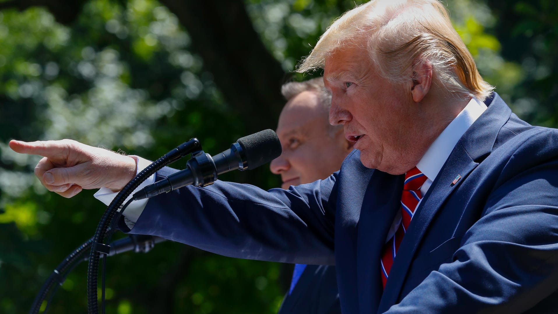 US-Präsident Trump auf einer Pressekonferenz mit seinem polnischen Amtskollegen Duda.