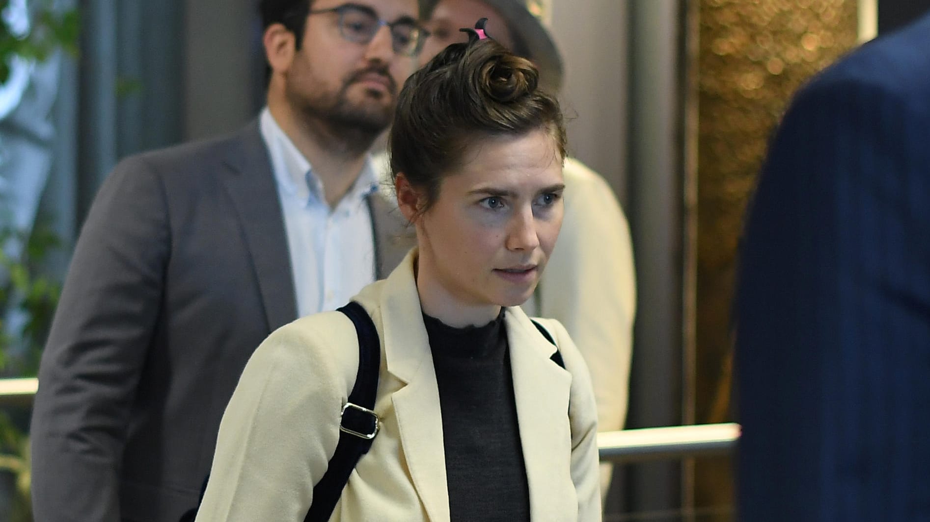 Amanda Knox bei der Ankunft in Italien: Sie nimmt in Modena an einem Kongress teil.