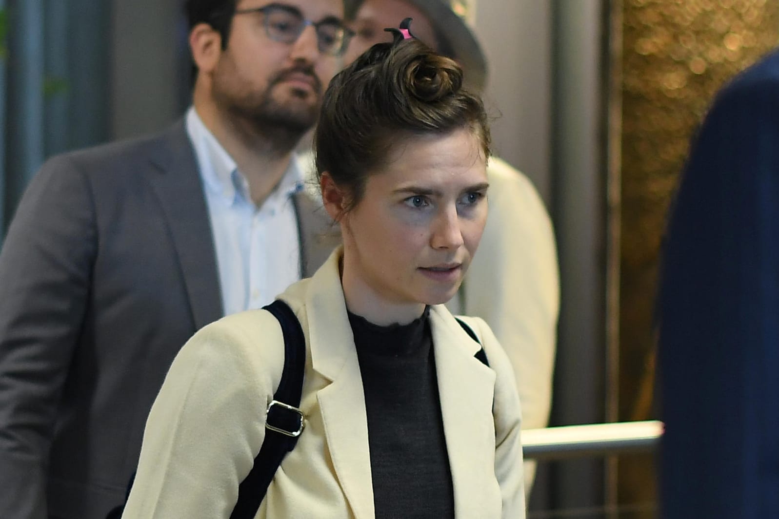 Amanda Knox bei der Ankunft in Italien: Sie nimmt in Modena an einem Kongress teil.