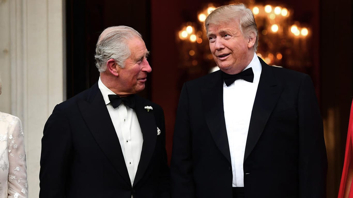 Der britische Prinz Charles und seine Frau Camilla werden im Regent's Park von Donald Trump und seiner Frau Melania Bankett empfangen.