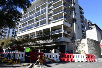 Die Mascot Towers in Sydney: Das Hochhaus ist wegen Rissen vorsorglich geräumt worden.