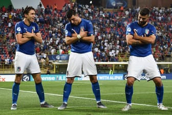 Erfolgreiches Offensivtrio: Federico Chiesa, Riccardo Orsolini und Patrick Cutrone feiern ihren Auftritt gegen Spanien.
