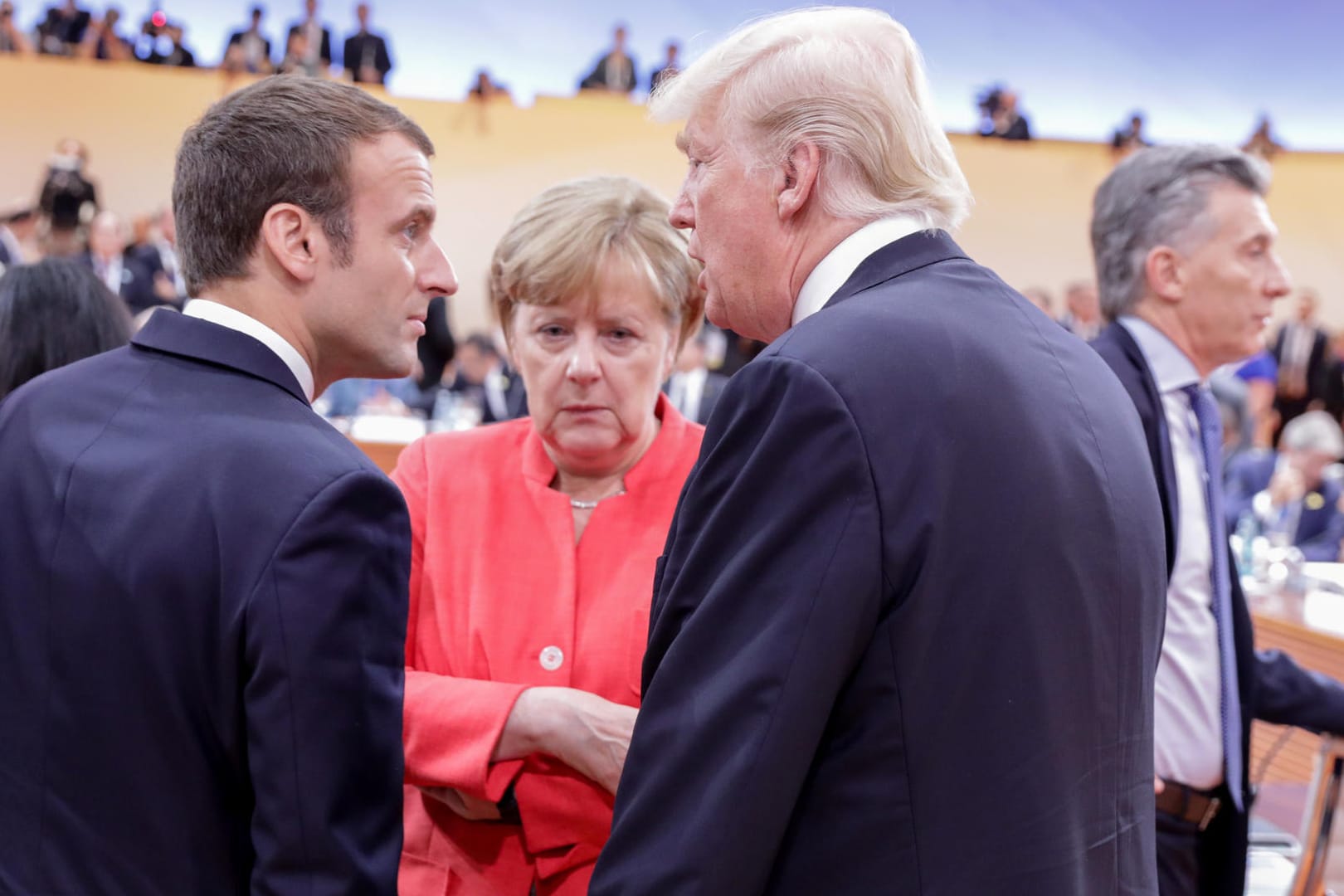 Donald Trump, Angela Merkel und Emmanuel Macron: Auf dem Kongress in Bonn soll die nächste Klimakonferenz vorbereitet werden – durch die Haltung der USA könnte das schwierig werden.