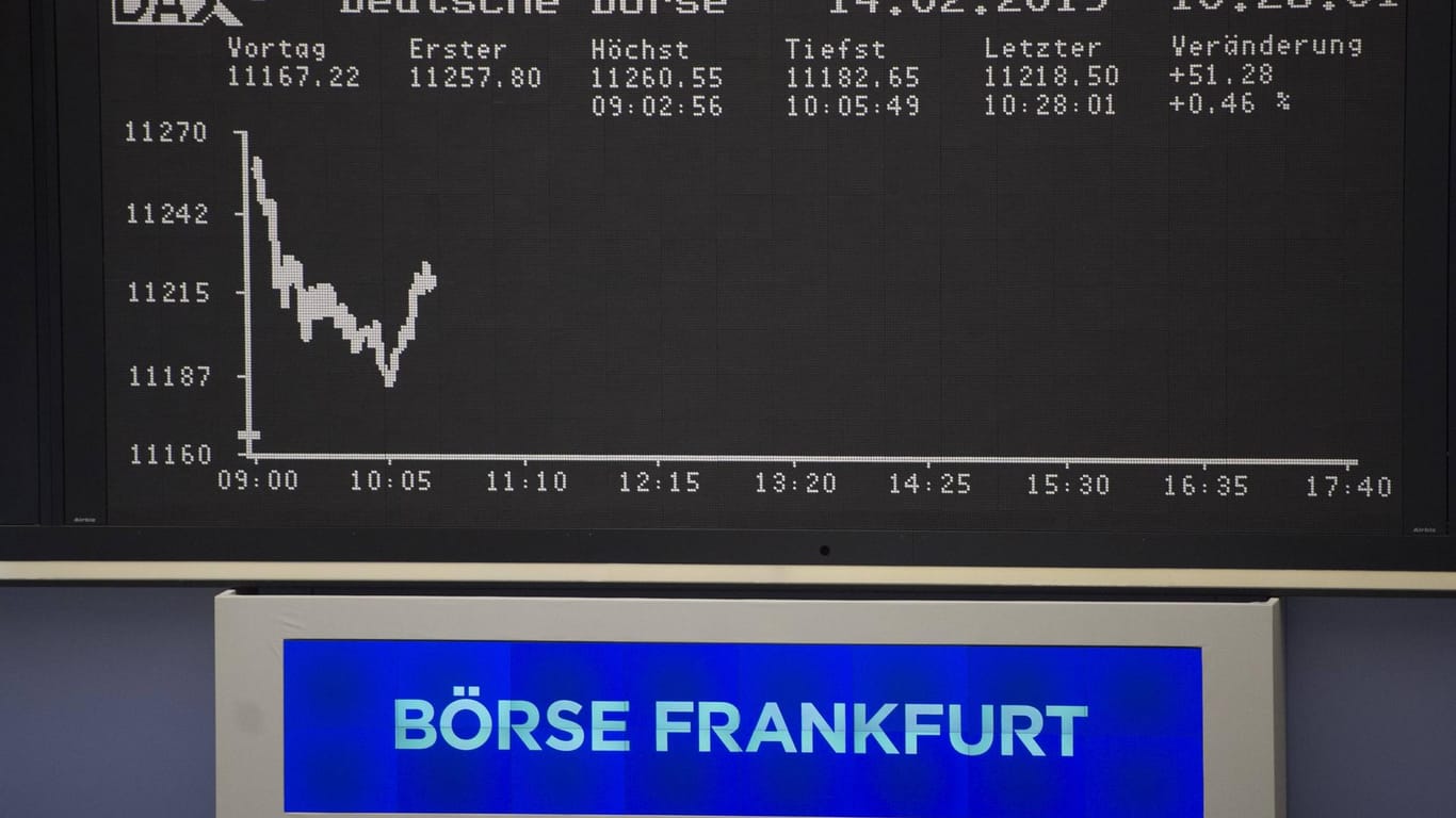 Die Deutsche Börse in Frankfurt: Dank des weiterhin guten Börsenumfeldes legte der deutsche Leitindex bis zum Mittag um 0,14 Prozent auf 12 113,43 Punkte zu.