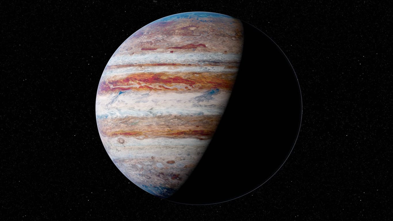 Illustration von Jupiter: Der Riesenplanet ist noch bis nächsten Monat am Sternenhimmel zu sehen.