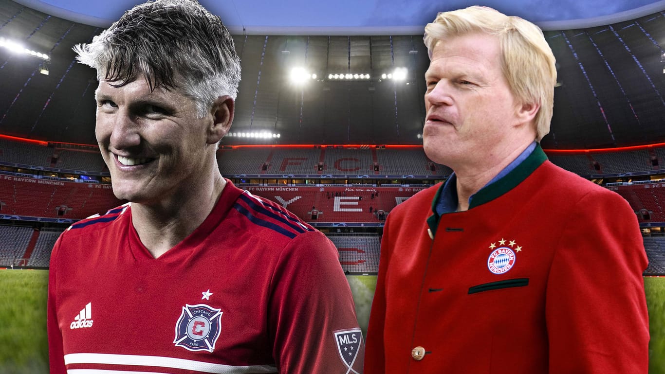 Ehemalige Teamkollegen beim FC Bayern: Bastian Schweinsteiger (l.) und Oliver Kahn.
