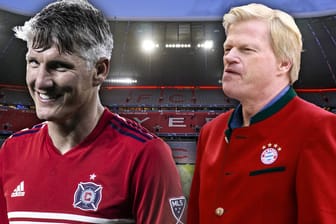 Ehemalige Teamkollegen beim FC Bayern: Bastian Schweinsteiger (l.) und Oliver Kahn.