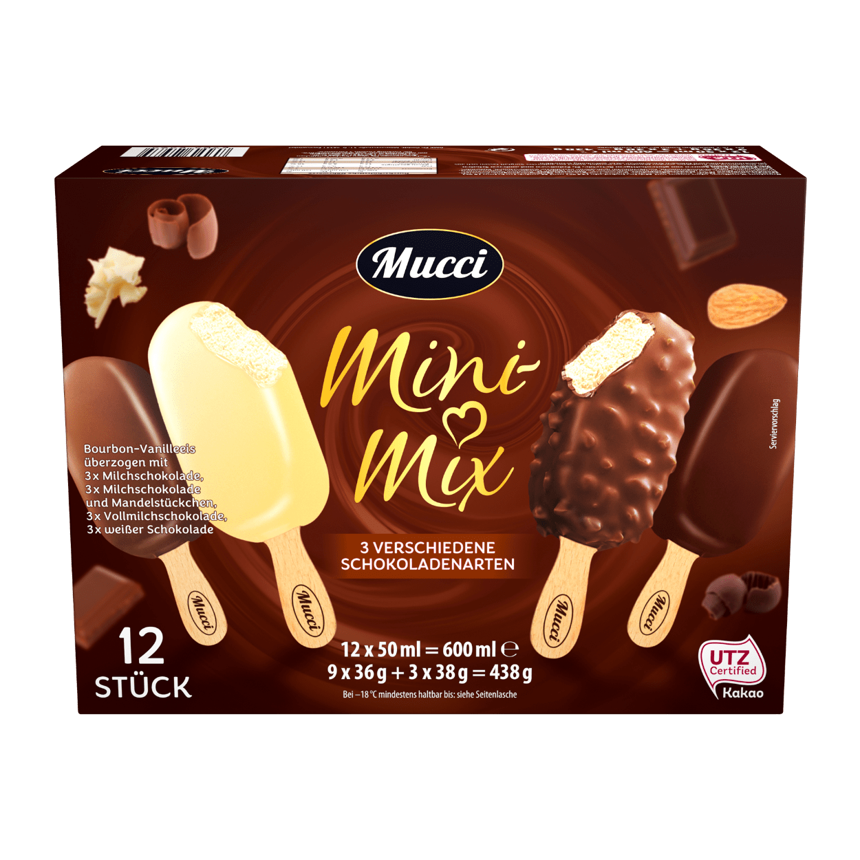 Mini-Mix: Der Hersteller ruft "Mucci - Mini Mix 3 verschiedene Schokoladensorten" mit den Mindesthaltsbarkeitsdaten 3., 4. und 5. April 2021 zurück.