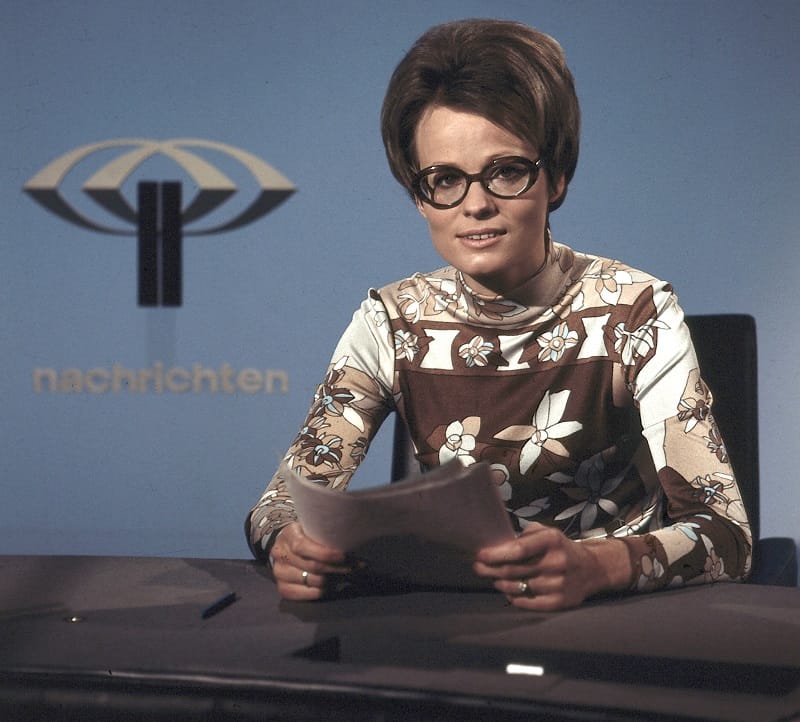 Wibke Bruhns moderierte als erste Nachrichtensprecherin die "heute"-Spätausgabe.