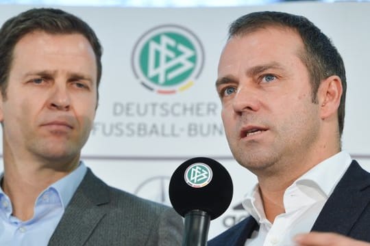 Arbeiteten lange erfolgreich beim DFB zusammen: Hansi Flick (r) und Oliver Bierhoff.
