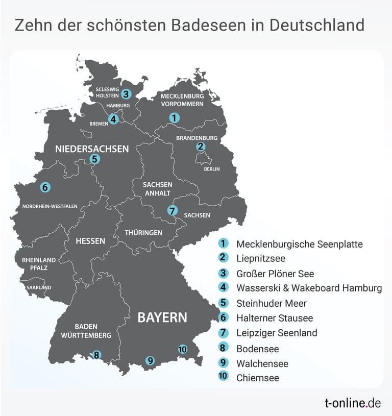Badeeseen in Deutschland: Zehn der schönsten Gewässer finden sich in ganz Deutschland verteilt.