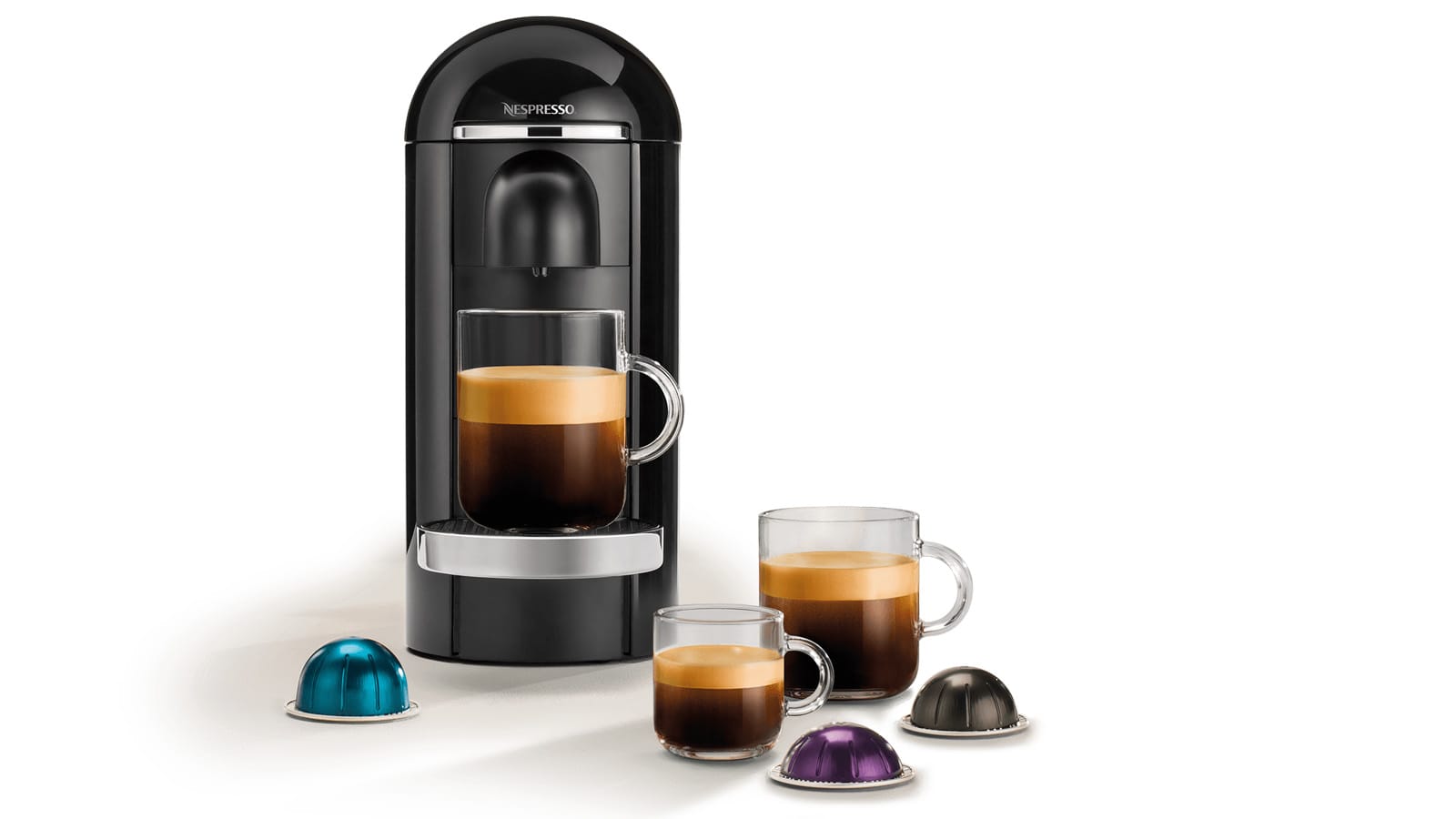 Für Frühstarter, Langzeit-Genießer und alle dazwischen: Vertuo ist Kaffee in einer neuen Dimension. Von 40 hin zu 414 Millilitern deckt das System fünf verschiedene Tassengrößen ab.