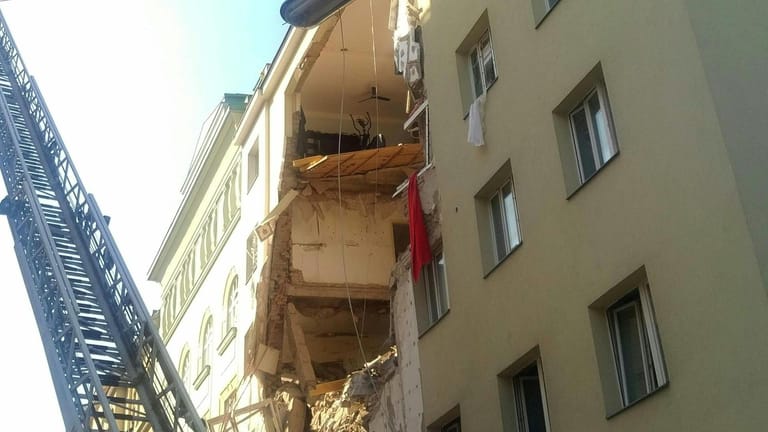 Explosion in Wien: Das zu großen Teilen eingestürzte Gebäude in der Preßgasse.