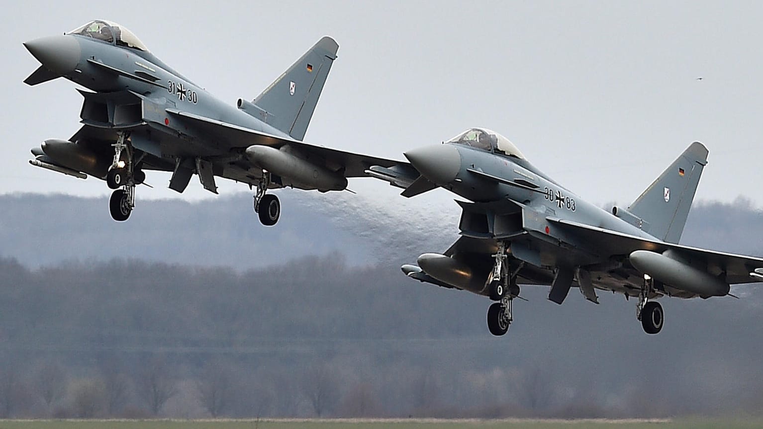 Startende Eurofighter: Nach der Kollision von zwei Jets gibt es den Verdacht, dass ein Schleudersitz nicht ausgelöst haben könnte. (Symbolfoto)