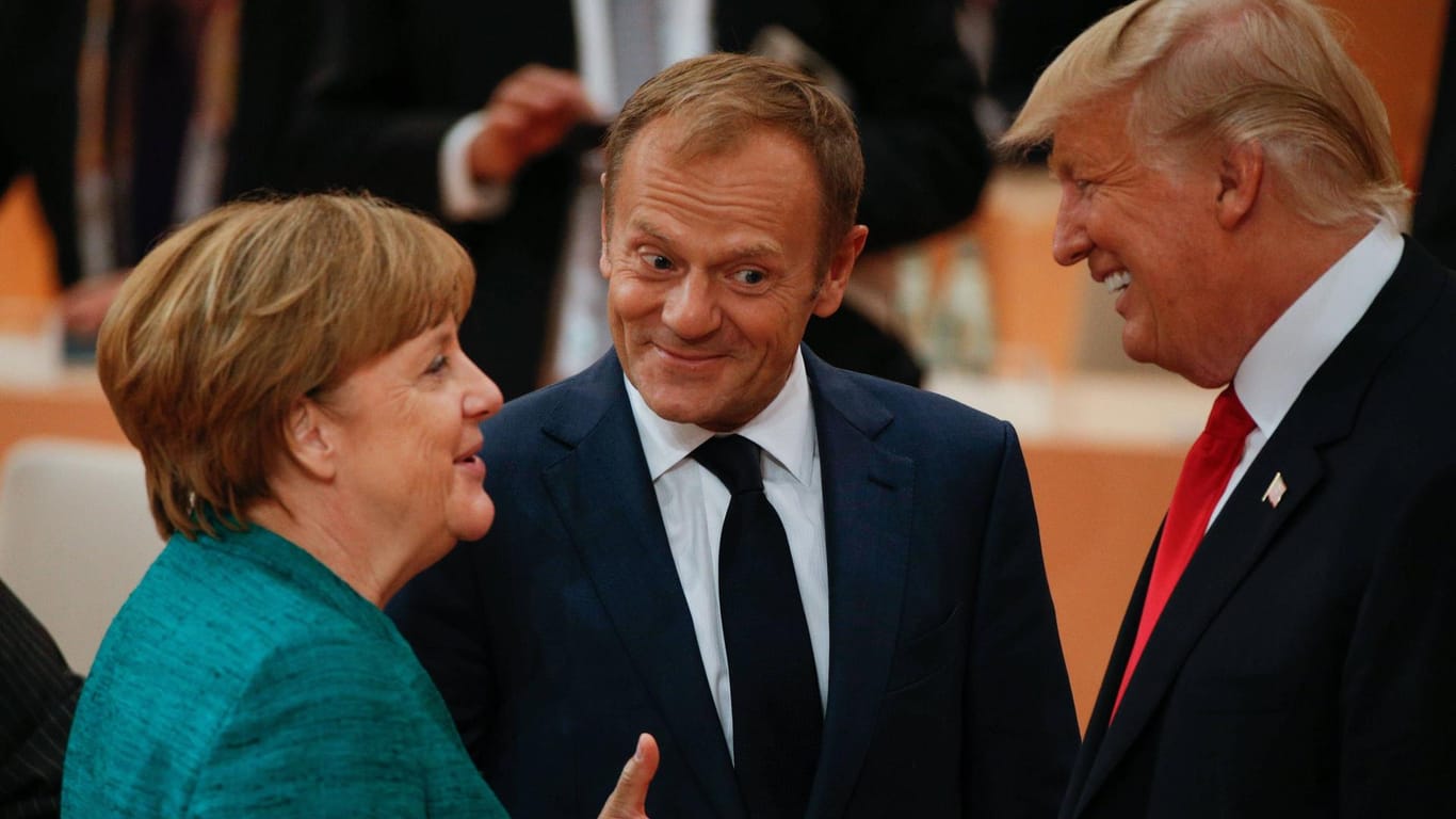 G-20-Politiker Merkel, Tusk, Trump.