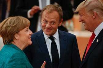 G-20-Politiker Merkel, Tusk, Trump.