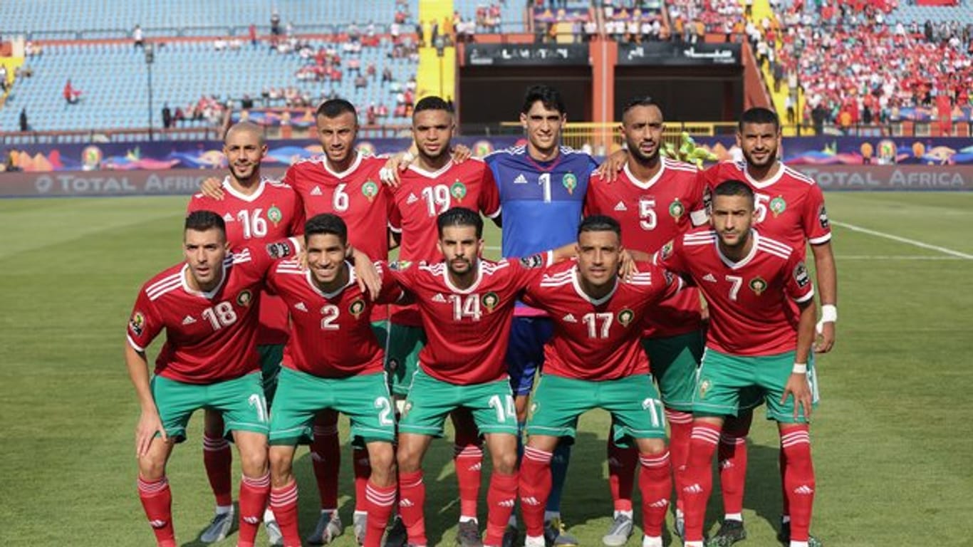 Stehen im Achtelfinale des Afrika-Cups: Marokkos Fußball-Nationalspieler.