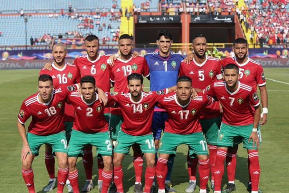Stehen im Achtelfinale des Afrika-Cups: Marokkos Fußball-Nationalspieler.