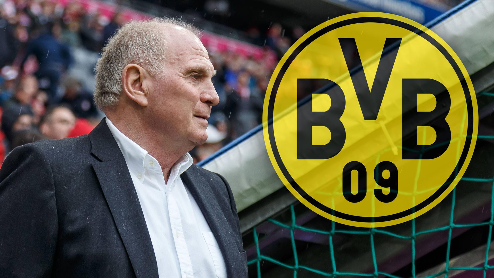 Blickt auf den BVB: Bayern-Präsident Uli Hoeneß.