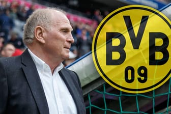 Blickt auf den BVB: Bayern-Präsident Uli Hoeneß.