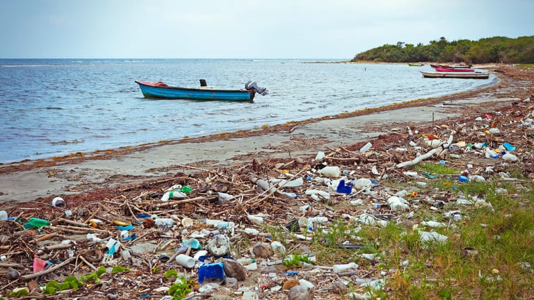 Plastikmüll an Jamaikas Küste: Auf der Karibikinsel sind seit Jahresbeginn viele Produkte aus Kunststoff verboten.