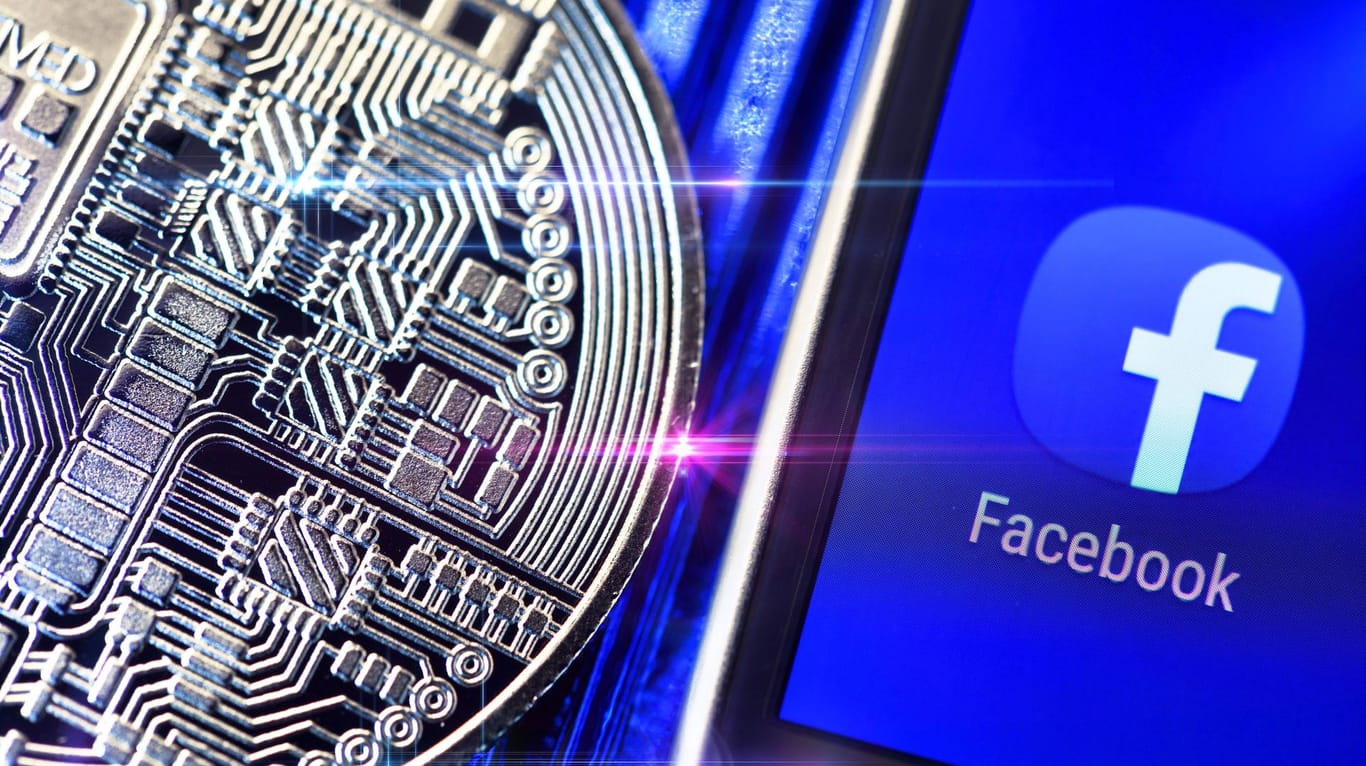 Münze und Facebook-Logo: Bis zum Jahr 2020 will der Internetkonzern gemeinsam mit weiteren Unternehmen die Währung Libra auf den Markt bringen.