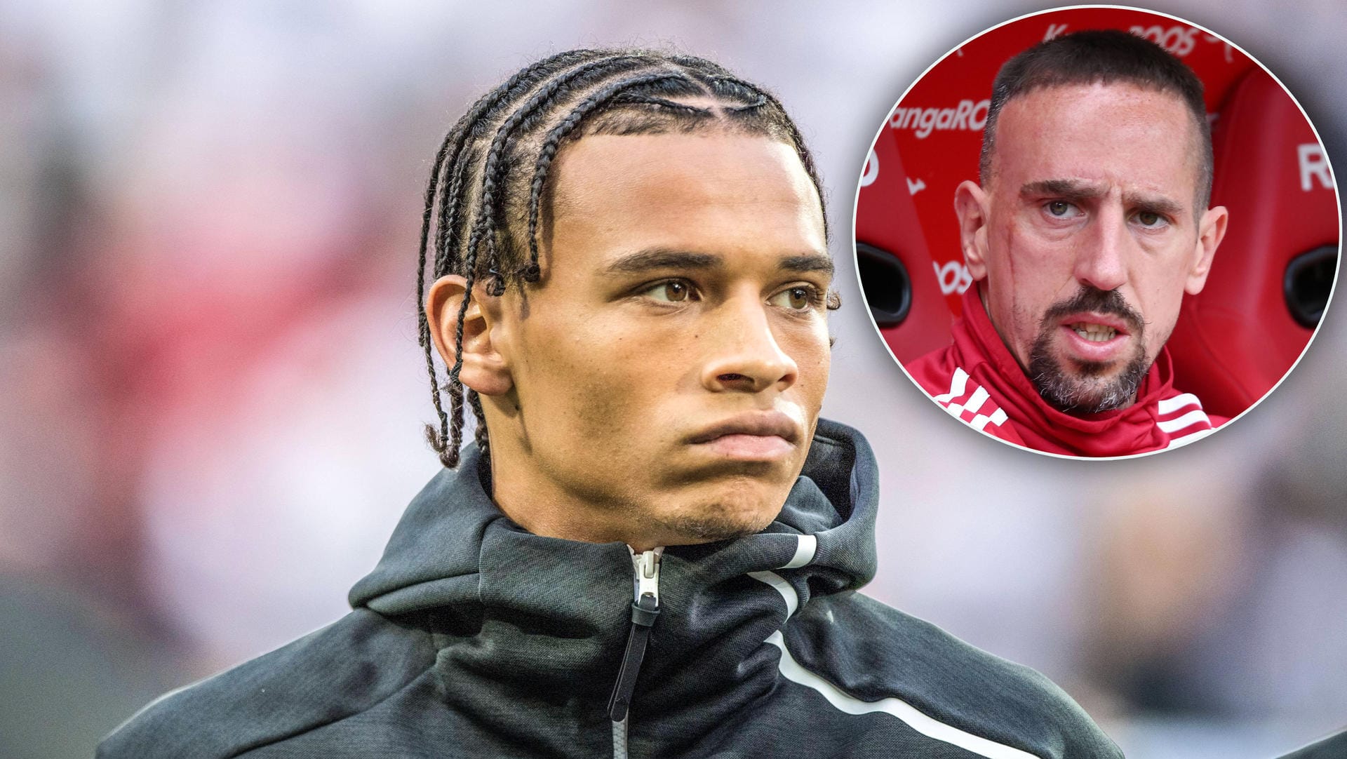 Vergangenheit und Zukunft? Franck Ribéry (r.) hat sich zu einem möglichen Bayern-Engagement von Leroy Sané geäußert.