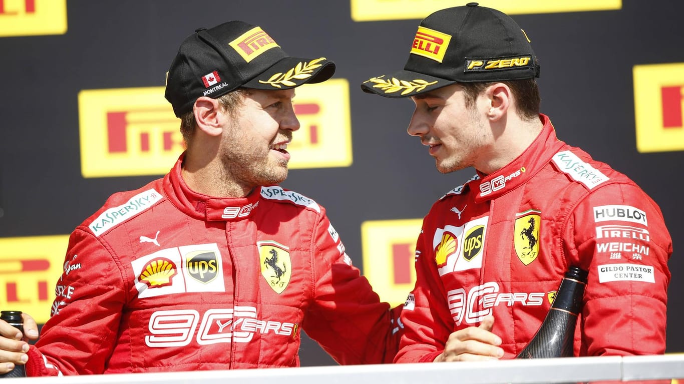 Sebastian Vettel (l.) und Charles Leclerc: Das Ferrari-Duo kann in dieser Saison nur selten mit Mercedes konkurrieren.