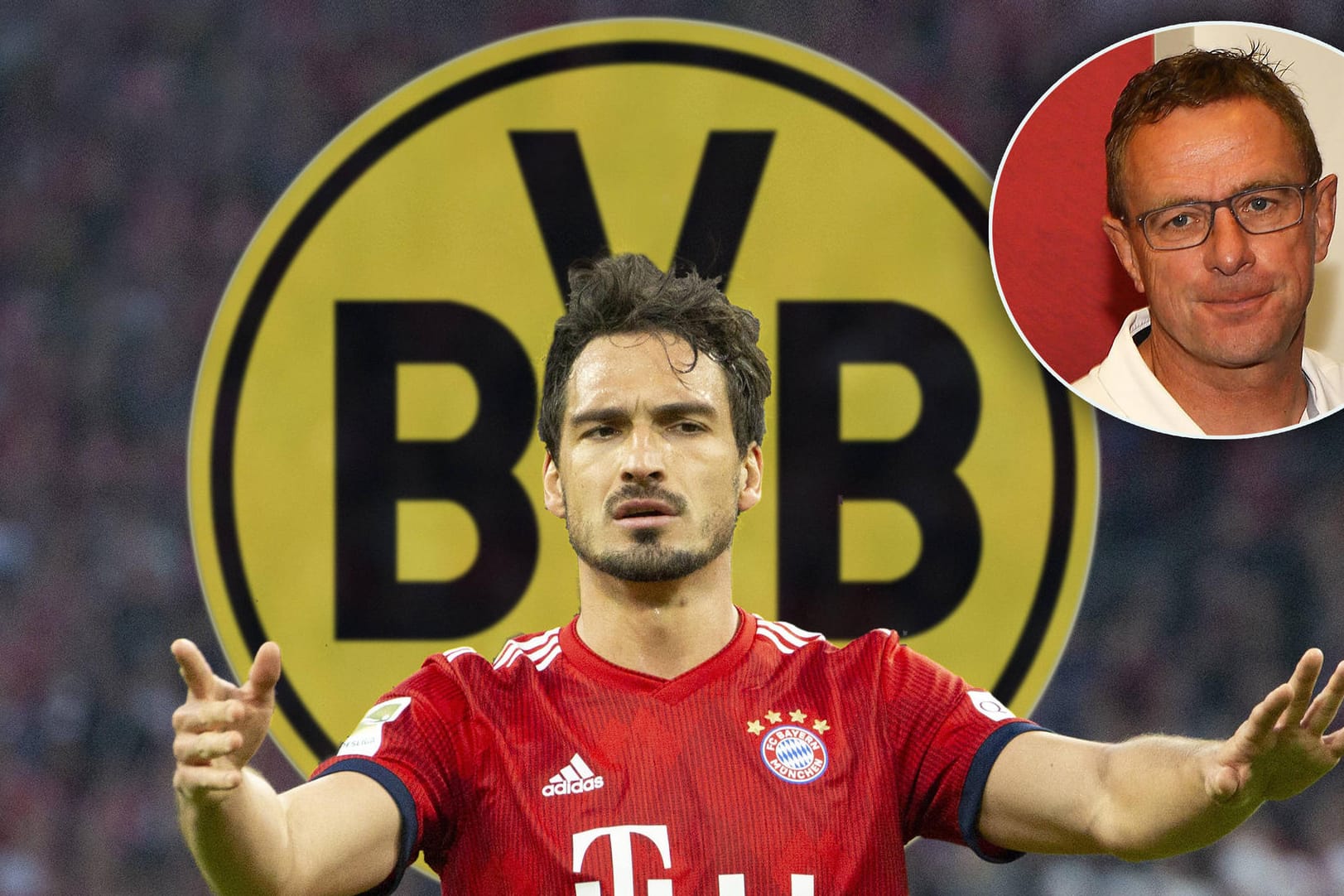 Hätte Mats Hummels (Mitte) unter diesen Umständen nie verpflichtet: Ralf Rangnick (r.), der Ex-Sportdirektor von RB Leipzig.