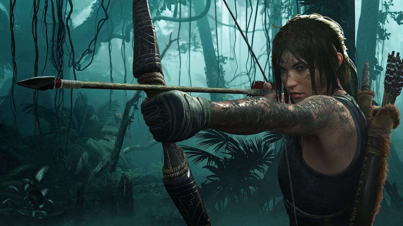 Lara Croft mit Pfeil und Bogen