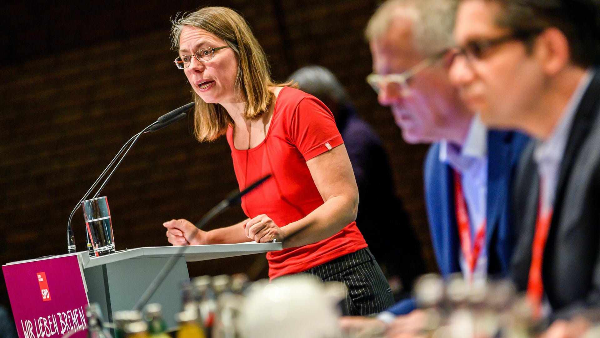 Sascha Karolin Aulepp am Samstag beim außerordentlichen Parteitag der SPD Bremen.