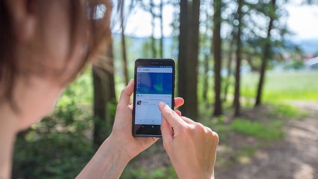 Um Vogelstimmen leichter von anderen Geräuschen unterscheiden zu können, werden die Aufnahmen in der Birdnet-App auch visualisiert.