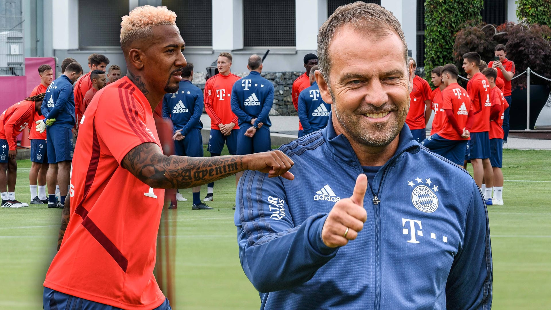 Standen gestern auf dem Trainingsplatz: Jerome Boateng und Hansi Flick (r.).