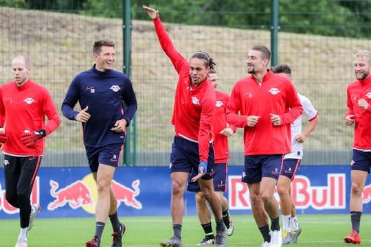 Beim Auftrakttraining von RB Leipzig waar Yussuf Poulsen noch dabei.